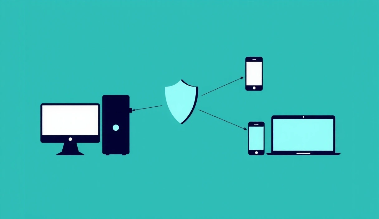 Abstract visualization of data movement between user and QatarConnect systems